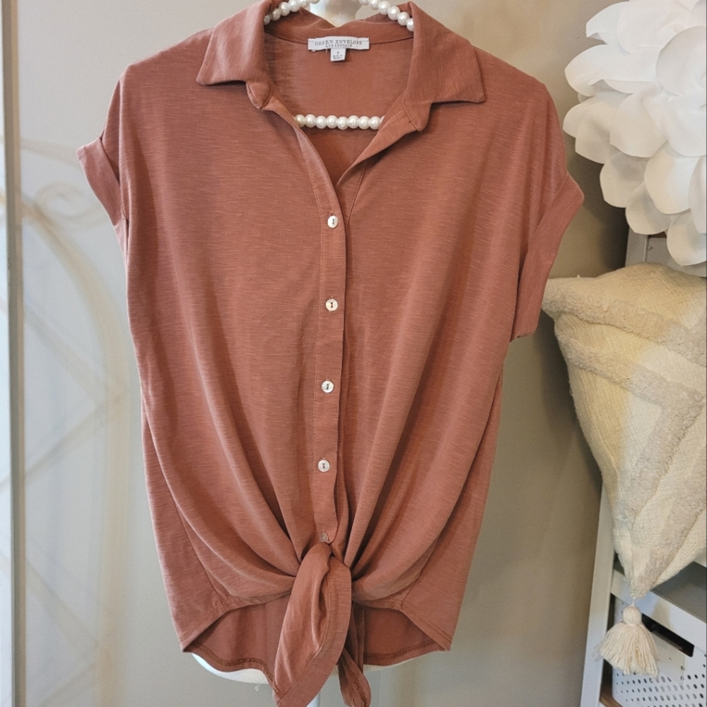 Green envelope blouse